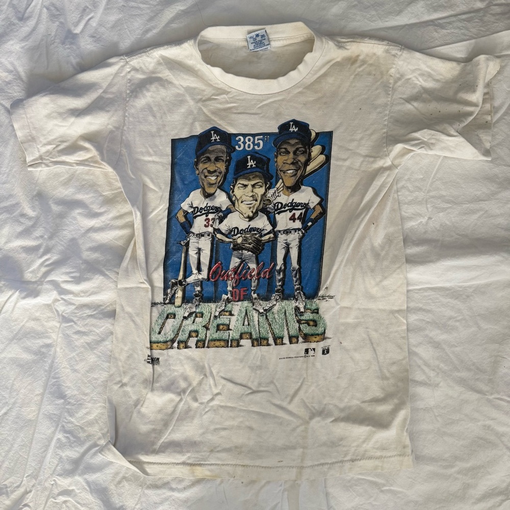 STARTER White Graphic Tee with Blue and Red Accents